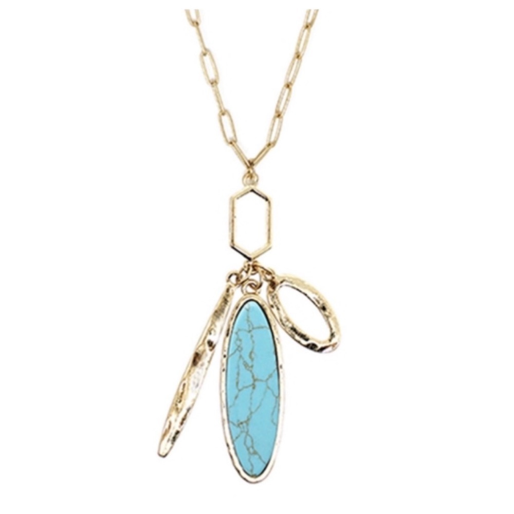Long turquoise pendant necklace